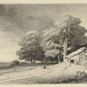 Farm on a road, Remigius Adrianus Haanen, c. 1827 - 1879