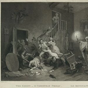 The ghost a Christmas frolic le revenant, en sanguine engraving 1814, a boy with