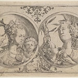 Horizontal Panel Two Medallions Containing Cupid