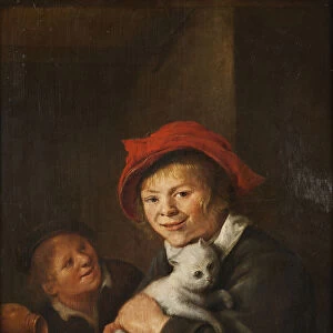 Jan Miense Molenaer Two boys playing cat painting