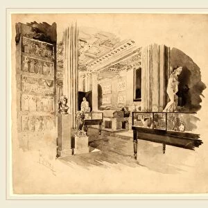 Joseph Pennell, Interior, Fitzwilliam Museum, American, 1857-1926, 1890s, brush