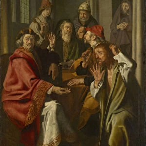 Judas returns silver pieces oil canvas 140 x 102 cm