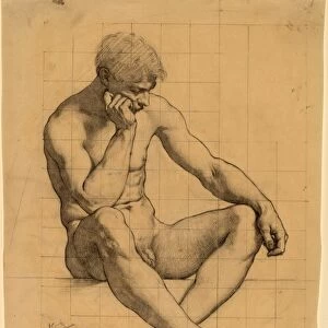 Kenyon Cox, Seated Male Nude: Study for Science - Iowa State Capitol