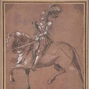 Knight Horseback ca 1520 Pen black ink grey washes