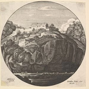 Landscape house cliffs 1646 Etching state Image
