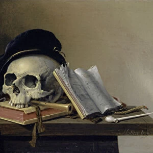 Life Skull Books Flute Whistle 1632-1660 oil