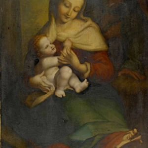 Madonna child st. Joseph oil canvas 104 x 78 cm