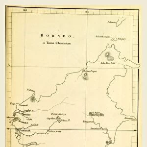 Map Borneo in the Indian Archipelago, in 1832, 1833, 19th century engraving
