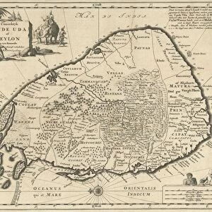 Map Ceylon Coninkryk Conde Uda syn Inner detail depicted