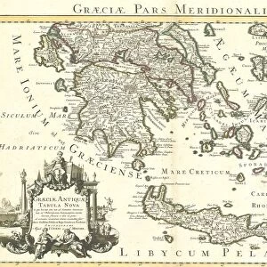 Map Graeciae antiquae tabula nova qua locorum situs tum ad distantias itinerarias
