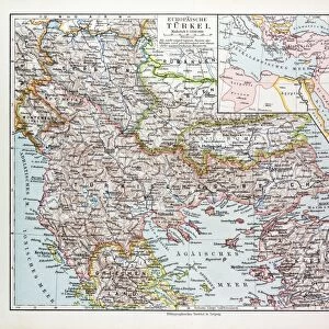 Map of Montenegro, Serbia, Macedonia, Northern Greece, Bulgaria, Albania, Western Turkey