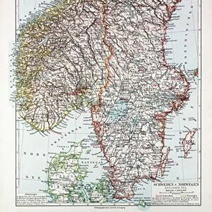 Map of the Southern Part of Norway and Sweden, 1899