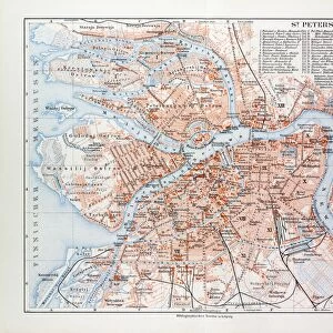 Map of St. Petersburg, Russia, 1899