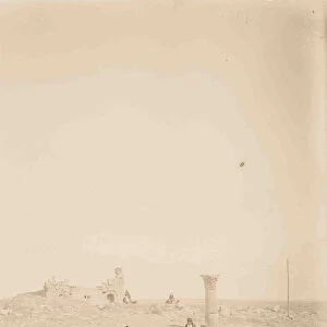 Men horseback ruins Amman Jordan 1898