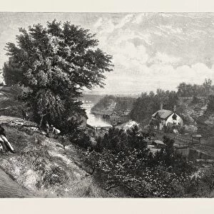 Ottawa, Mouth of Rideau Canal, from Parliament Hill, Canada, Nineteenth Century Engraving