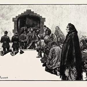 Outside the Chapel, Woodford Boycotted Police Ireland, 1888 Engraving