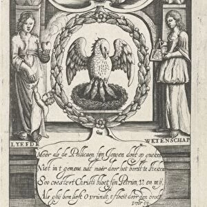 Pelican feeding its young with its own blood, P. Langweer, Hendrick Stuyfzandt, 1661