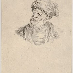 Plate 12 bust old Turkish man turban looking towards