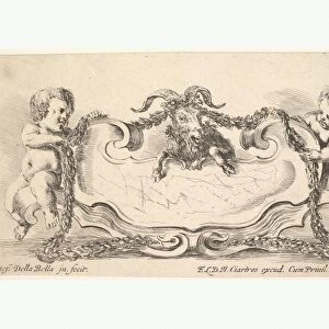Plate 17 cartouche marble center infant side holding
