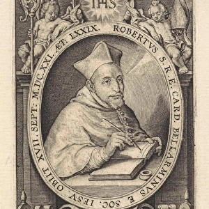 Portrait of Cardinal Robert Bellarmine, at the age of 74, print maker: Antonie Wierix III