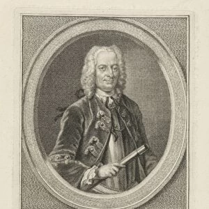 Portrait of Cornelis Schrijver, Jacob Houbraken, Hendrik Pothoven, 1747 - 1759