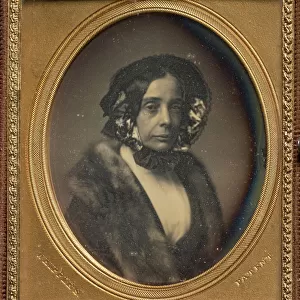 Portrait Middle-aged Woman Bonnet Fur Wrap J. A