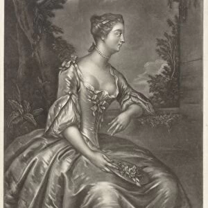 Portrait of a seated woman, print maker: George van der Mijn, John Bowles & Son