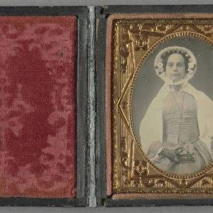Portrait Young Woman Bonnet American 1855 Daguerreotype