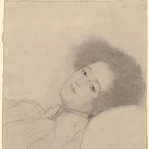 Portrait Young Woman Reclining Gustav Klimt Austrian