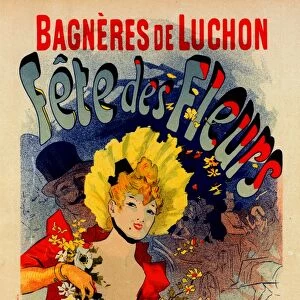 Poster for Fete des Fleurs de Bagneres-de-Luchon. Flower festival in August, Cheret