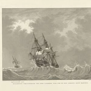 Sailing ship high waves Brigging Brik Dutch war frigate