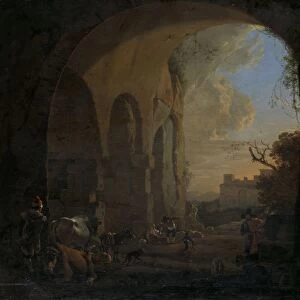 Shepherds with their Animals under an Arch of the Colosseum in Rome, Jan Asselijn