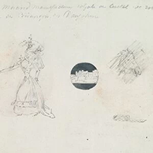 Sketches Woman Corseted Gown Castle Horse Head