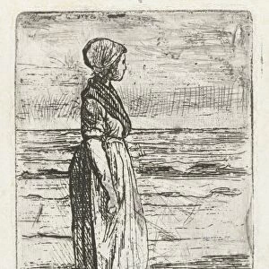 Standing woman on the beach, Jozef Israels, 1835 - 1911