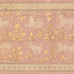 Stenciled Scenes Lion Gazelle 1710 India Mughal