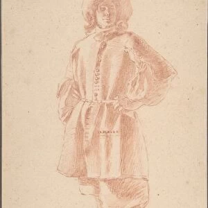 Study Standing Youth 17th century Red chalk sheet