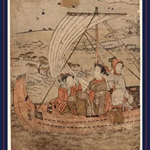 Yabase no kihan, Returning sails at Yabase. Isoda, KoryA'sai, active 1764-1788, artist