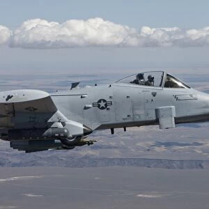 An A-10C Thunderbolt flies over the Saylor Creek bombing range, Idaho