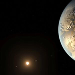 Artists concept of Kepler-186f orbiting a distant star
