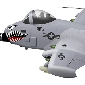 Cartoon illustration of an A-10 Thunderbolt II