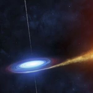 A compact object, or a black hole, is seen ripping off gas from its sun-like companion
