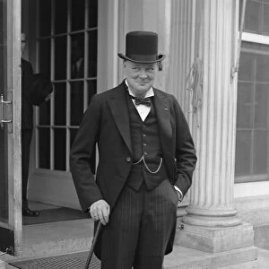 Digitally restored English history photo of Winston Churchill