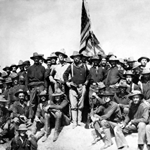 Digitally restored photo of Colonel Theodore Roosevelt and The Rough Riders