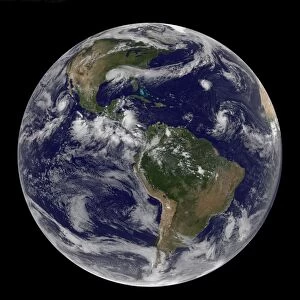 Full Earth showing various tropical storm systems