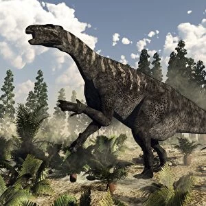 Iguanodon dinosaur roaring