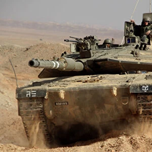 An Israel Defense Force Merkava Mark IV main battle tank