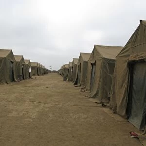 A row of tents at Red Beach, Camp Pendleton, California