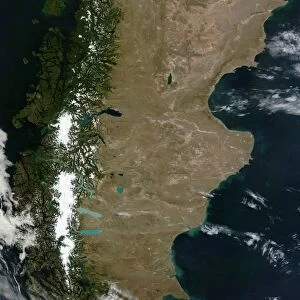 Satellite view of the Patagonia region in South America