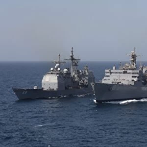USS Vicksburg and USS Supply during a replenishment at sea