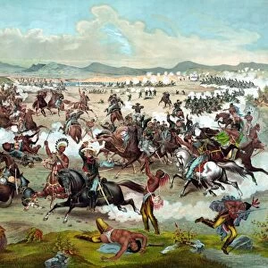 Vintage military print of The Battle of Little Bighorn